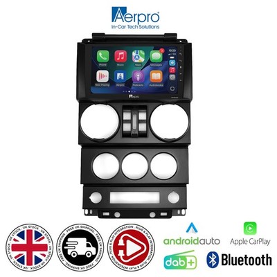 Jeep Wrangler Rubicon Aerpro 9'' Autoradio Set Wireless CarPlay Android Auto DAB+