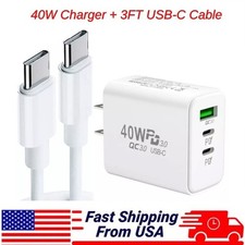 Dual PD 40W Fast Wall Charger Power Adapter iPhone 16 Pro Max 15 14 13 Plus