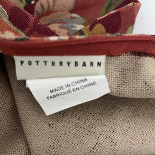 NWOT Set 2 Pair Pottery Barn "Vanessa Floral - Red" Linen Euro 24” Square Shams - Picture 5 of 7