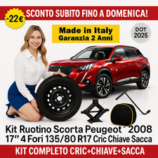 Set Platzsparend Notrad Peugeot 2008 17” 4 Löcher 135/80 R17 Cric Key Sack