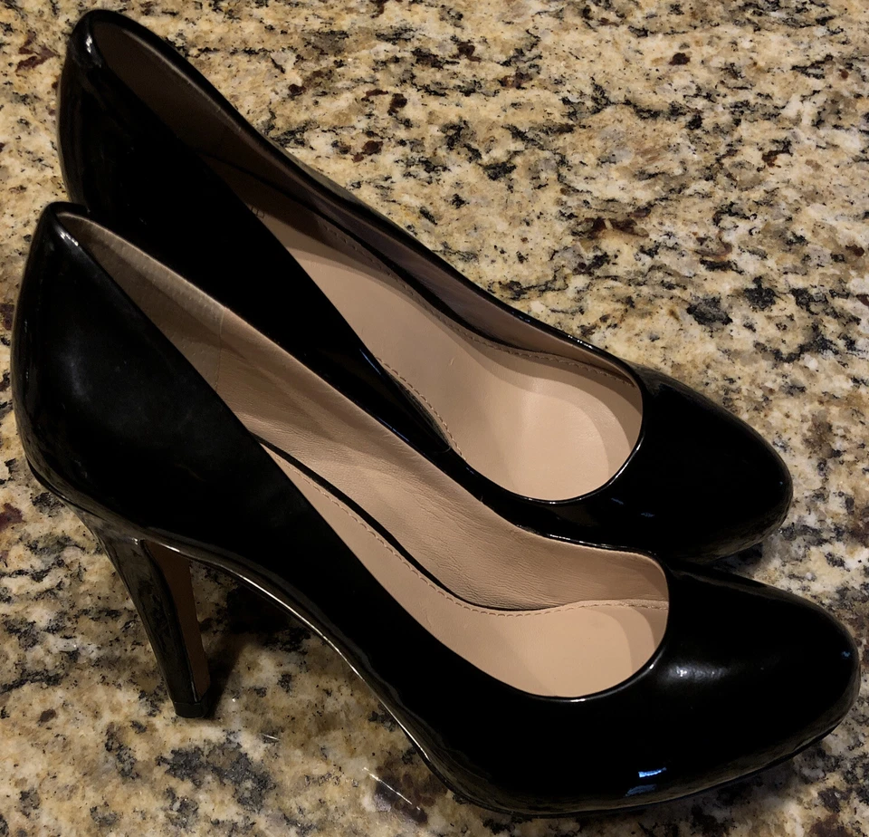 Saks 5th Avenue Selena Black Patent Leather Platform Pumps Size 6.5 Retail $200 - Image 4 of 4