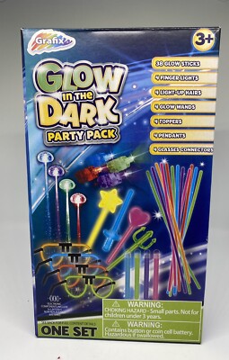 Brand New Grafix Glow In The Dark Party Pack 7 Assorted 62 Pcs. Glow Rave Party