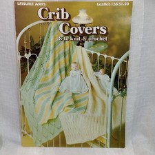 Crib Covers Leisure Arts 126 Baby Blankets Leaflet Patterns 1978 8 Knit Crochet