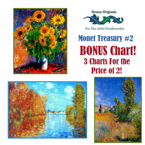 Impressionist Monet Deluxe Treasury #2 Three Gezählter Kreuzstich Muster - Afbeelding 1 van 5