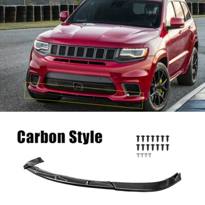 Carbon Print For 14-21 Jeep Grand Cherokee SRT 18-21 Trackhawk Front Lip Spoiler