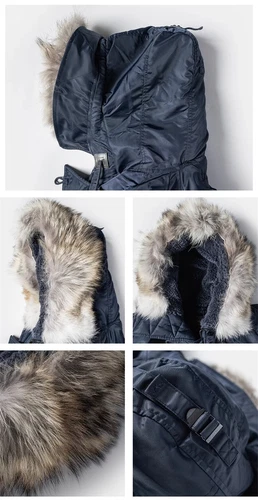 Parka Fliegerjacke dunkelblau kaltes Wetter Fellkapuze - Bild 12 von 31