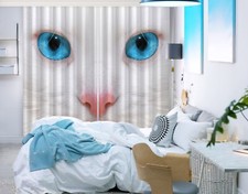 3D White Cat ZHUA4482 Animal Photo Curtain Window Blockout Fabric Amy 2023
