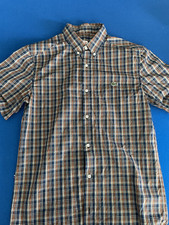 Lacoste L ve Orange Navy Blue Plaid Button Shirt size 38 Small