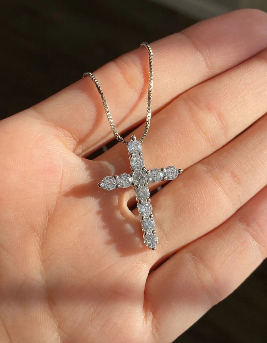 Sterling silver cz cross necklace deals