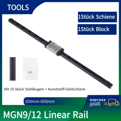 MGN9H MGN12H Linearführung Linearwelle Linearführungsschiene 100-600mm Schwarz