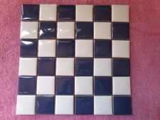 1 Case Equipe Floor Wall Blue & Wh. Checkered Ceramic Tiles Mosaic 10 Sq Ft 12"