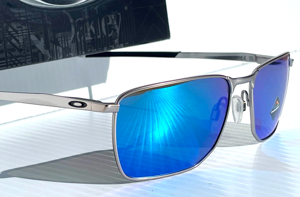 NEW Oakley EJECTOR Satin Chrome PRIZM Sapphire Lens Sunglass 4142