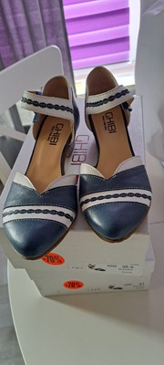 CHIBI  Damen Sommerschuhe  ,Neu,blau/weiß, Leder 