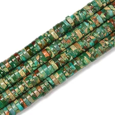 Dark Green Aqua Terra Jasper Heishi Disc Beads Size 2x4mm 3x6mm 3x8mm 15.5'' Str