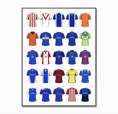 Oldham Athletic Fußballtrikot, Oldham Athletic Fußball Poster, A4 Druck Kunst