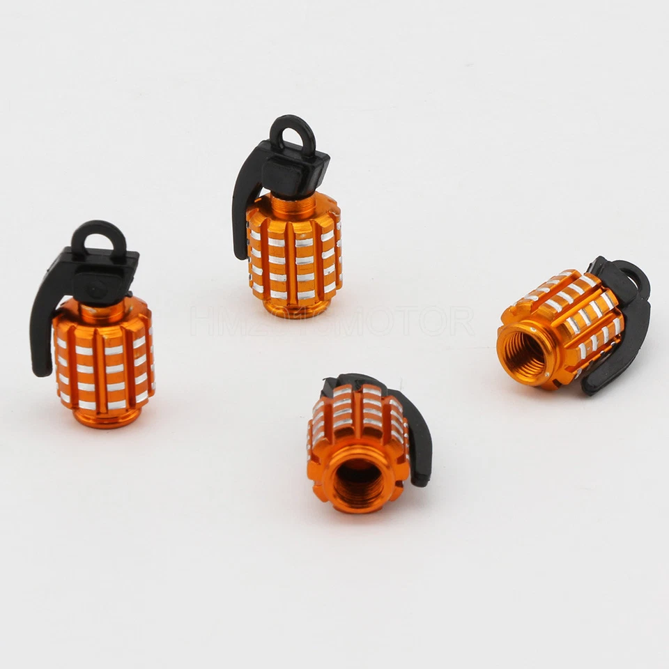 4x Tapas de válvula de aire de vástago de llanta de neumático cubierta coche camión bicicleta SUV granada naranja Foto 3 de 4