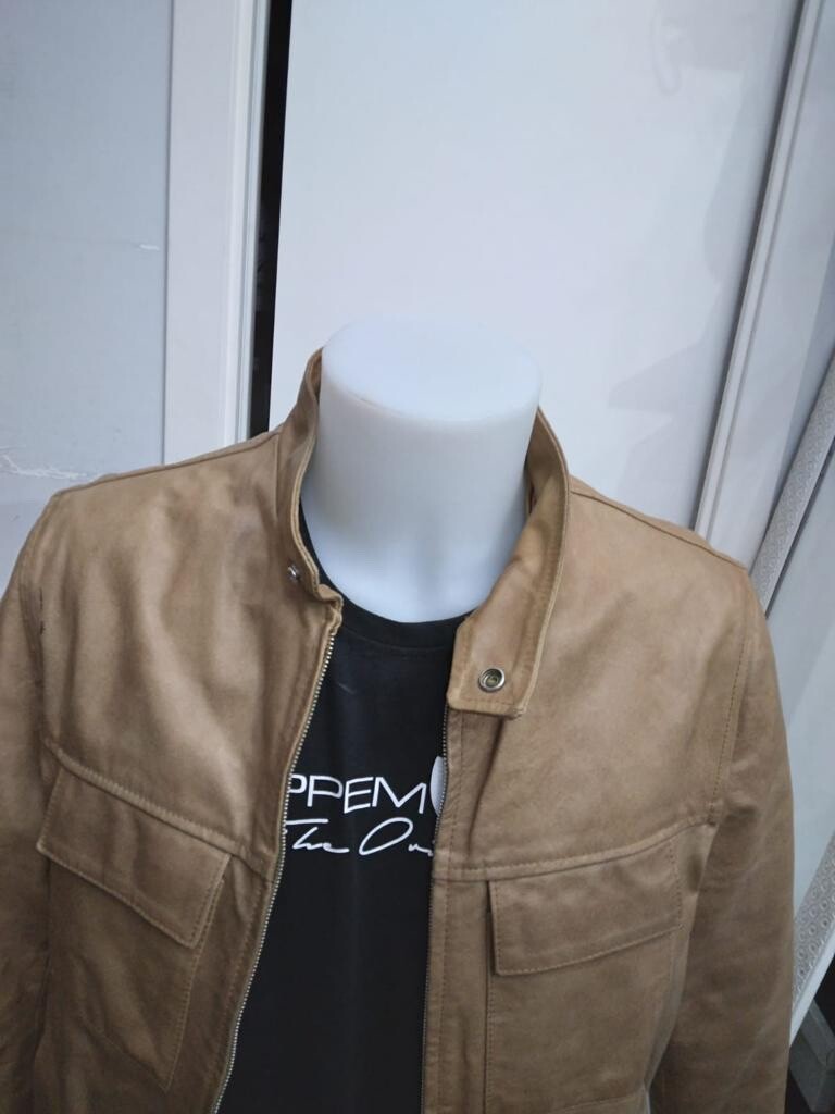 Sonny Bono Leather Jacket Used Men Size L Camel XYC444L