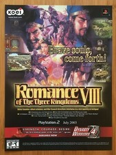 Image of Romance of the Three Kingdoms VIII 8 PS2 2003 Vintage Game Poster Ad Art Rare