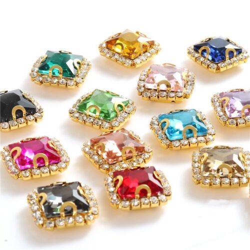 Crystals Glass Square Rhinestone Beads Sewing Crafts Shoes Garments Bead 10pcs - Picture 1 of 30