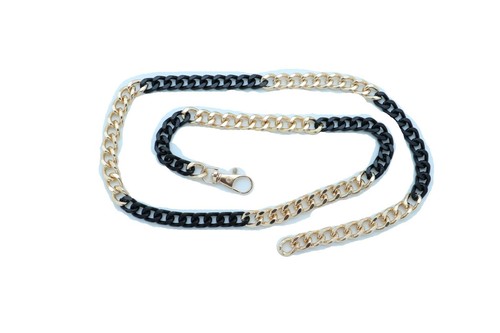Damen Gold Schwarz Metall Kettenglied Skinny Bund Mode Hüft Taillengürtel M L XL - Bild 2 von 12