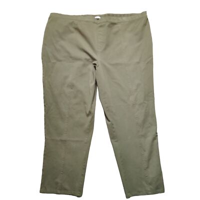 Isaac Mizrahi Live Womens Plus Size Ankle Pants Straight Leg Olive Green Sz 28W