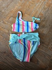 Girls Justice 2 Piece Striped Bikini Swim Suit Size 10