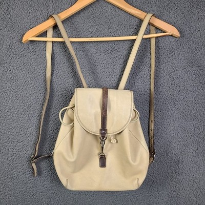Coach Vintage Cream Leather Mini Backpack 09368 Tan Brown Trim
