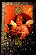 4 religious Christmas post cards with Angels