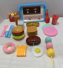 New Kids Play Food Set Pretend Kitchen Toy Food Bundle w/Burger, Donut, Eggs....