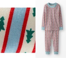 NWOT HANNA ANDERSSON TREE RIBBONS ON BLUE HANNAJAMS PAJAMAS 140 10