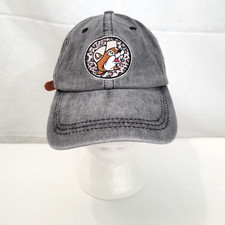Buc-ee's Hat Gray Washed Denim Beaver Mascot Cheetah Leopard Print Patch Logo