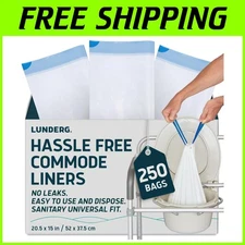 Durable Commode Chair Liners - 250 Disposable Bags