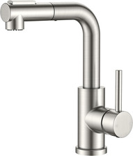 Modern Bar Sink Faucet Brushed Nickel, Stainless Steel Single Handle Small Kitch
