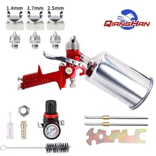 New Home & Car HVLP Paint Gun Kit 1.4 1.7 2.5mm Adjustable Nozzles Gravity Feed
