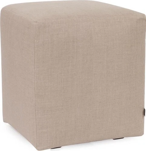Prairie Linen Ottoman Cube, Natural Brown - Picture 1 of 2