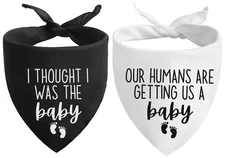 Pregnancy Announcement Dog Bandanas 2 PCS Reversible Pet Scarves for Dogs