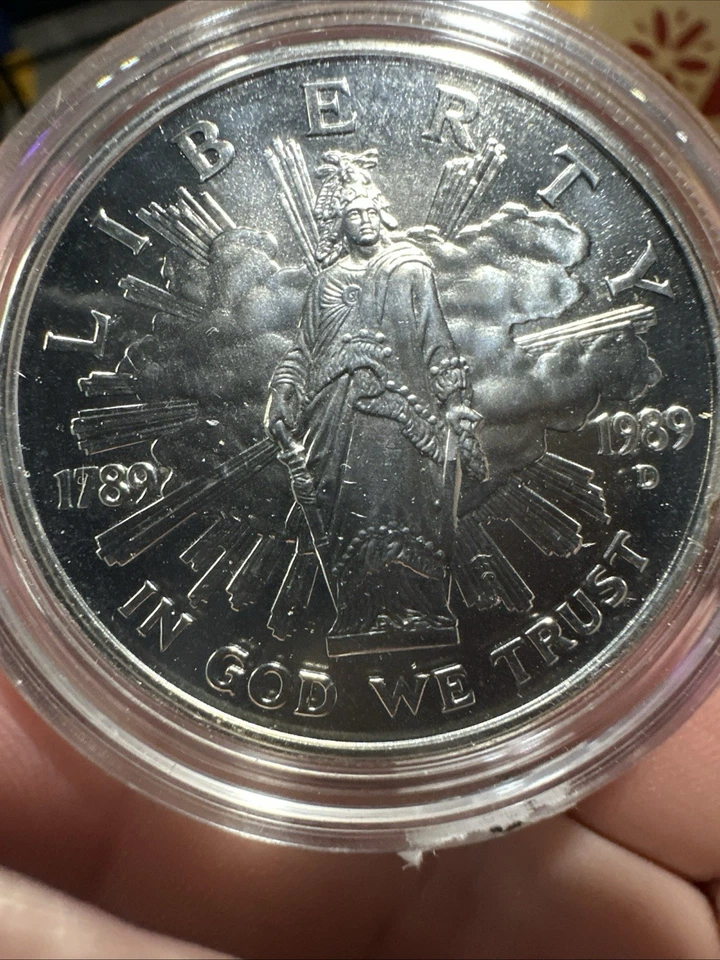 1989-D Congress $1 Coin ONLY in Capsule Silver 1  Dollar Congressional Coin #10  - Image 3 of 3
