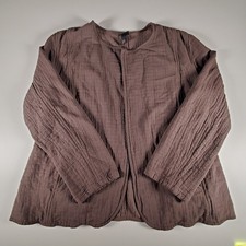 Eileen Fisher Brown Italian Fabric Kimono Jacket Made In USA Open Front Size S