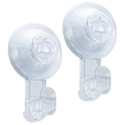 Removable Reusable Vacuum Suction Cup Hooks 2 Pack Clear Adhesive Free Hangers