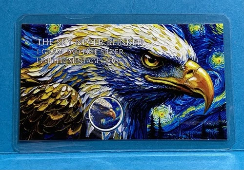 Hayleybug Mint "The Sky Never Blinked" Starry Night Eagle 1 Gr .999 Silver round