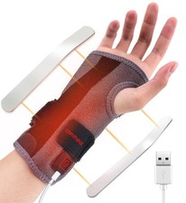 Heated Wrist Support Brace for Carpal Tunnel Pain with Splint, USB Heated Wrist