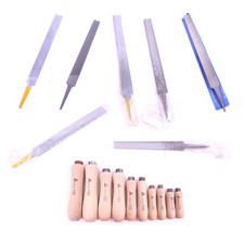 7 Vallorbe Valtitan Dick Präzision Flachfeilen + 10 Garant Werkzeughefte Griffe