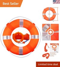 Lifebuoy Set 20Inch Life Preserver Ring and Water Floating Lifesaving Rope 98...
