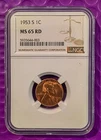1953-S Lincoln Cent MS 65 RD