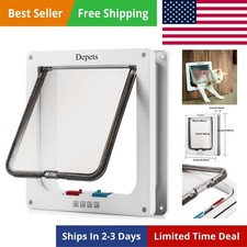 Large Cat Door Outer Size 9.9" x 9.2", 4 Way Locking Cat Flap Door for Interi...