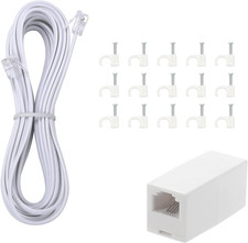 Long Telephone Extension Cord Phone Cable Line Wire, with Standard RJ11 Plug and