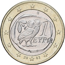 Grecja, Euro, 2002, Athens, VZ, bimetalik, KM:187