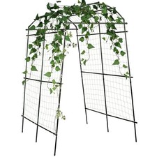 FOLLOOK GARDEN ARCH TRELLIS FOR CLIMBING PLANTS OUTDOOR, 7.8 FT TALL - BLACK