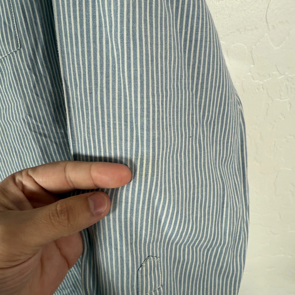 J. Peterman Shirt Mens Small Blue Button Up Long Sleeve Grandad Collarless - Image 3 of 4