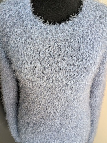 Lauren Conrad Damen blau Rundhalsausschnitt flauschiger Strick Boucle Pullover-Sm - Bild 2 von 6